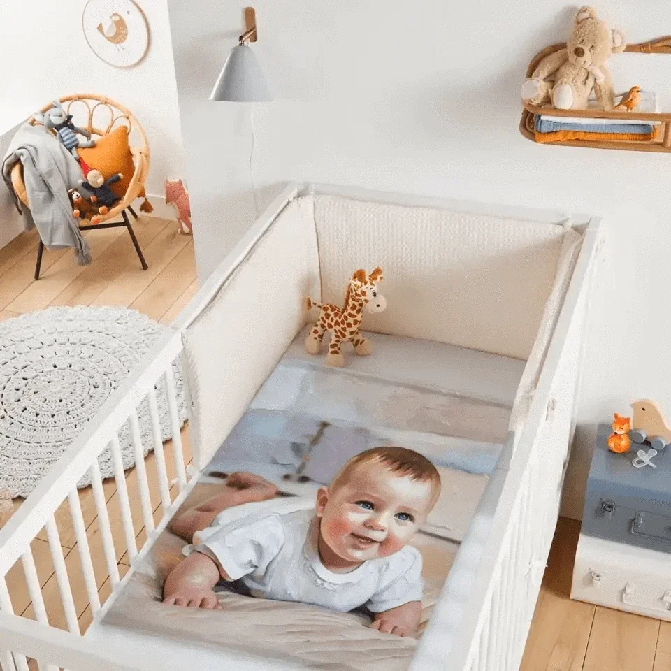 Personalized Baby Commemorative Cute Moment Oil Painting Blanket - Upload Photo To Convert Oil Painting Effect - Joliny