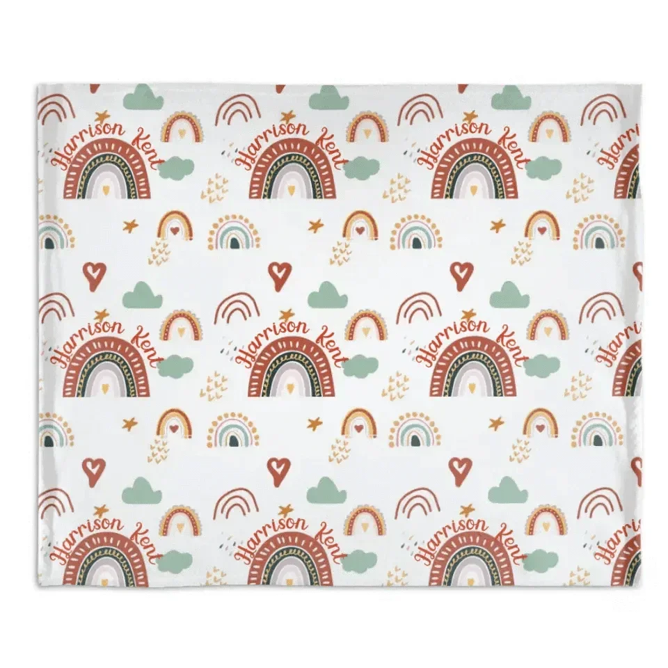 Personalized Baby Name Custom Blanket, Rainbow Blanket, Gift for Baby Girl - Joliny