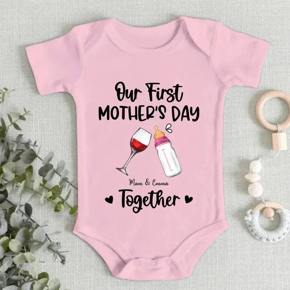 Personalized Baby Onesie/ T-shirt - Mother's Day Gift Idea For Baby/Mom - Our First Mother's Day Together - Joliny
