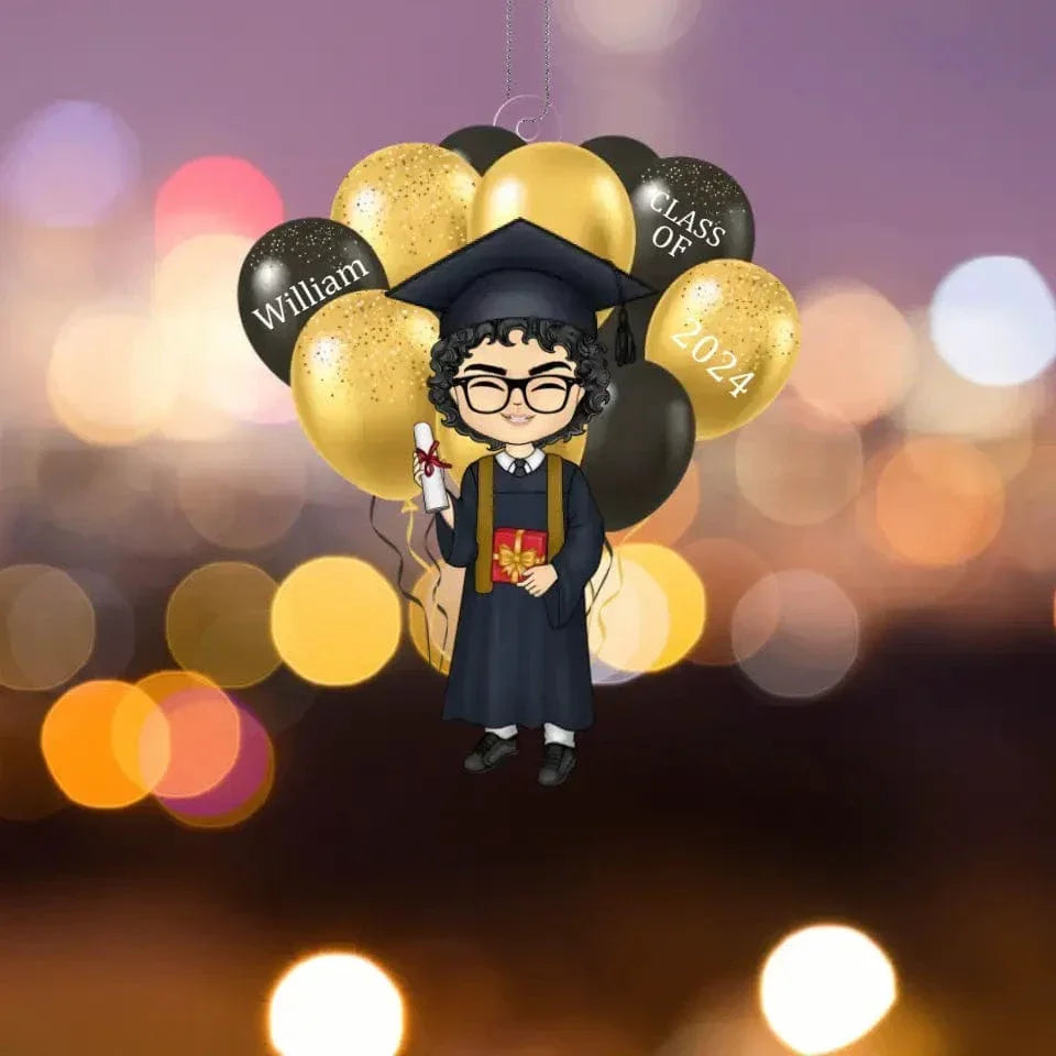 Personalized Balloons Graduation Boy Happily Ornament - Ability to Customize Photos - Joliny