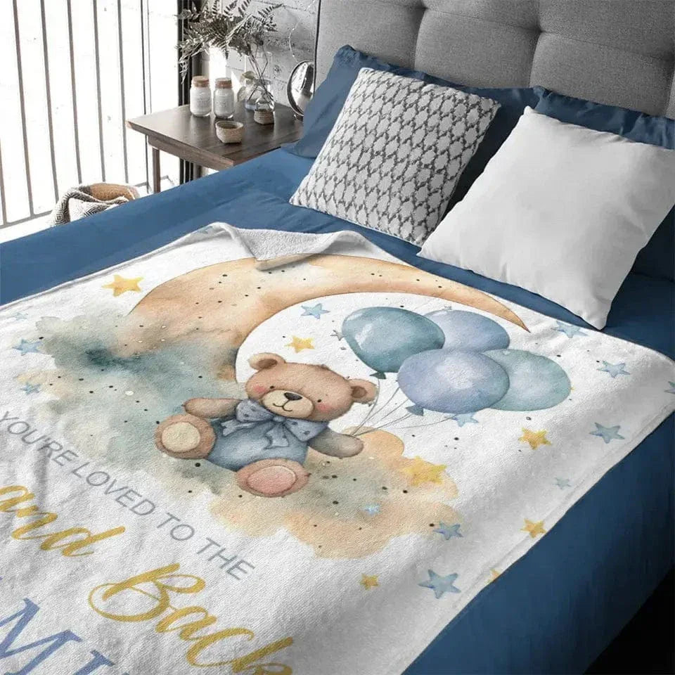 Personalized Bear Balloon Blanket, Custom Name - Joliny