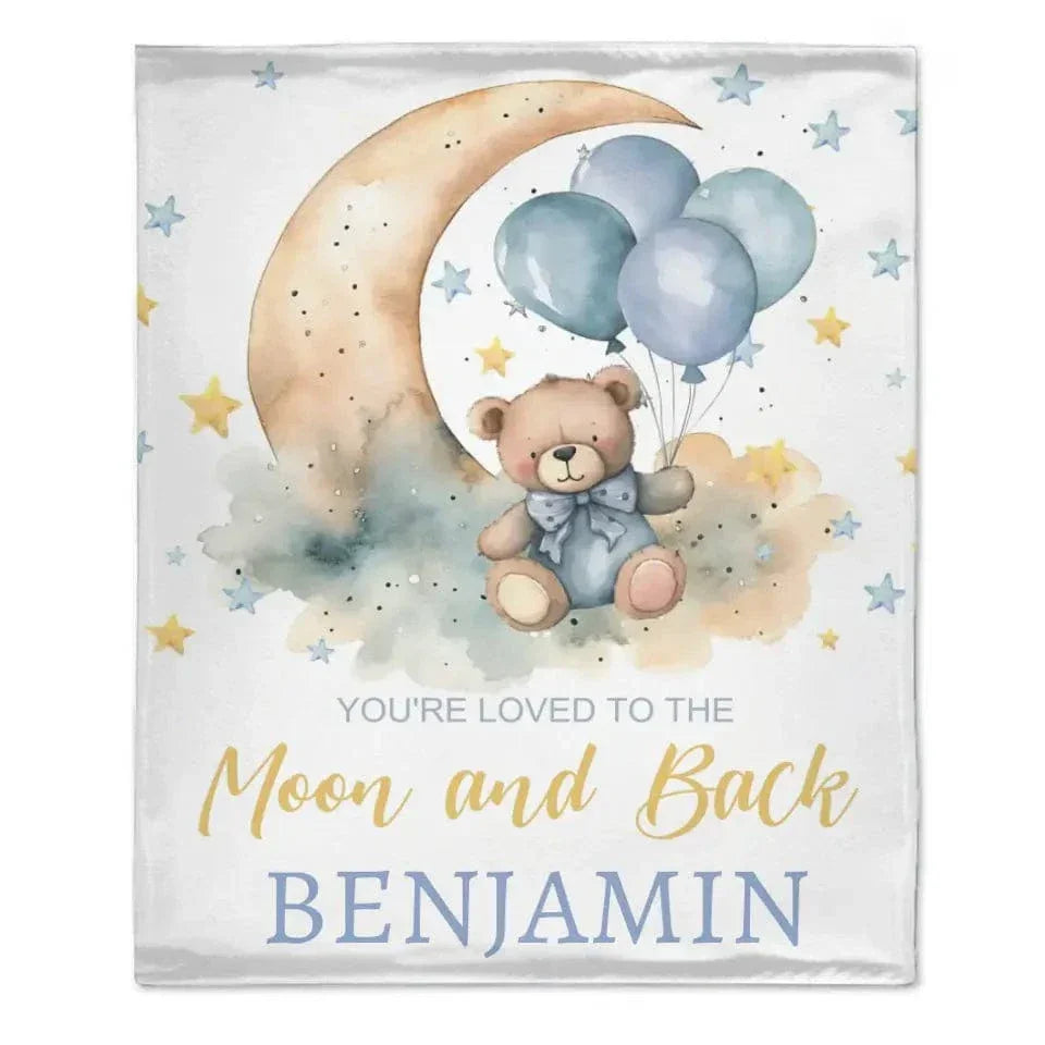 Personalized Bear Balloon Blanket, Custom Name - Joliny