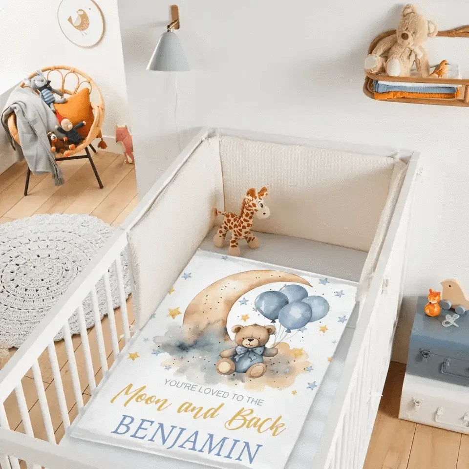 Personalized Bear Balloon Blanket, Custom Name - Joliny