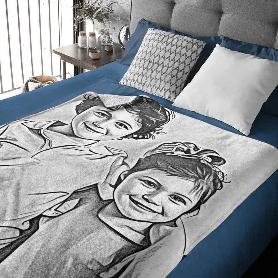 Personalized Best Friend Memorial Sketch Picture Blanket - Joliny