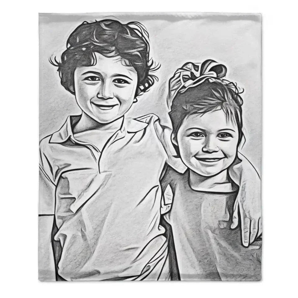 Personalized Best Friend Memorial Sketch Picture Blanket - Joliny