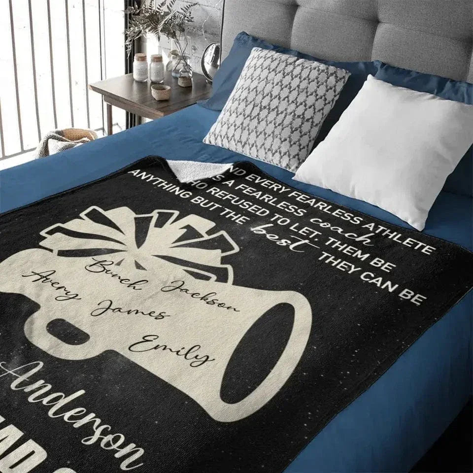 Personalized Big Speaker Cheerleading Team Blanket, Customized Team Coach Name - Joliny