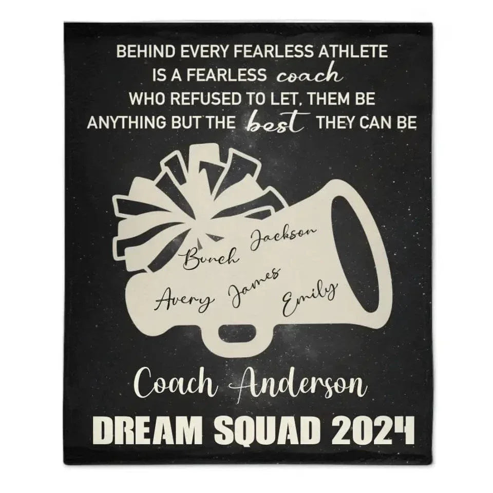 Personalized Big Speaker Cheerleading Team Blanket, Customized Team Coach Name - Joliny