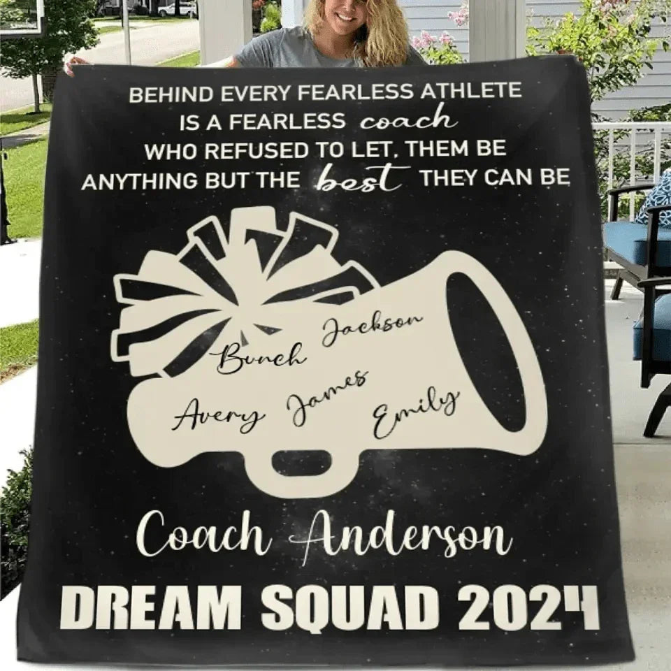 Personalized Big Speaker Cheerleading Team Blanket, Customized Team Coach Name - Joliny