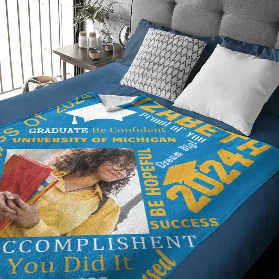 Personalized Blanket, Class of 2024 Blanket, College Graduation Gift For Her Or Him - Joliny
