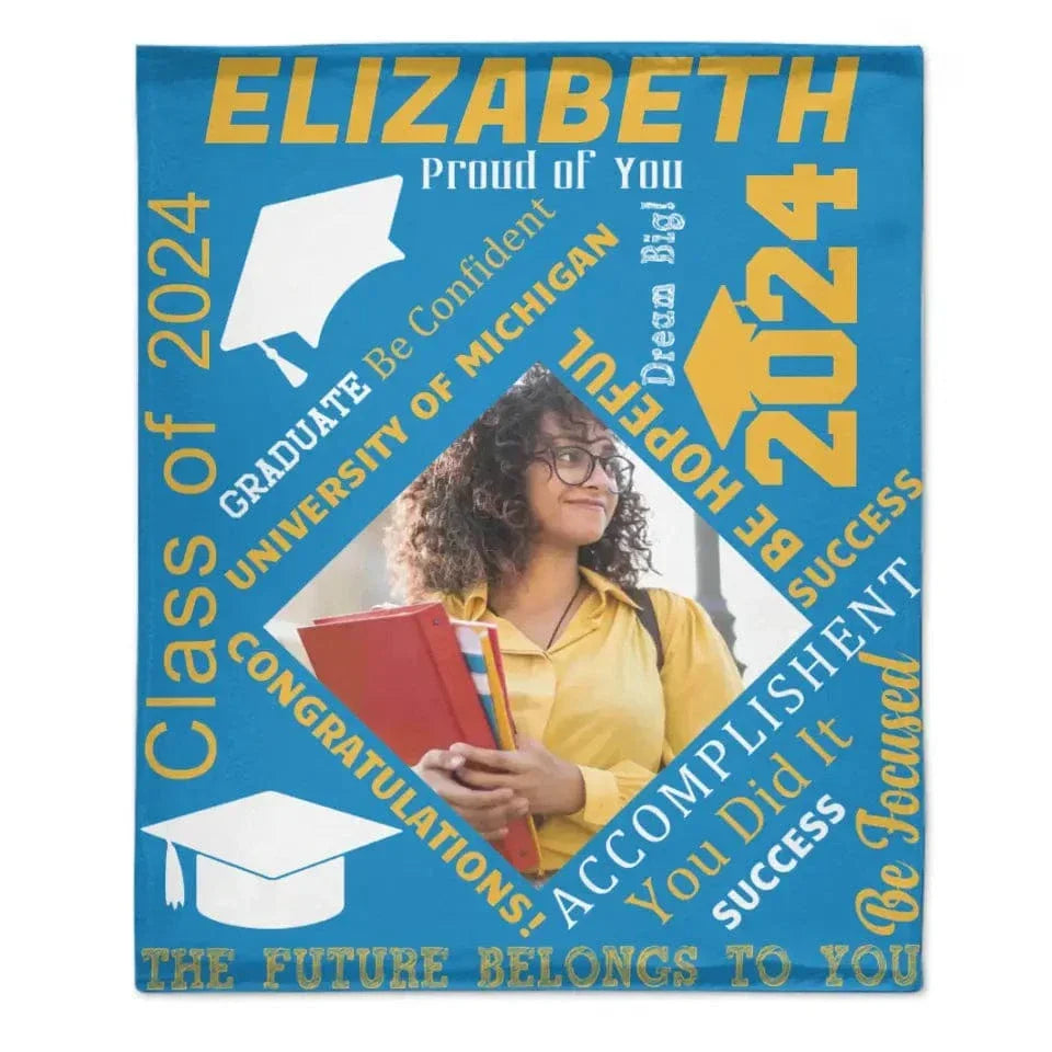 Personalized Blanket, Class of 2024 Blanket, College Graduation Gift For Her Or Him - Joliny