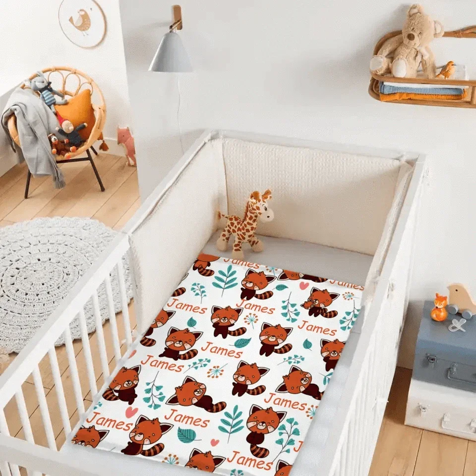 Personalized Blanket with Red Panda Custom Baby Name Blanket for Girl Boy - Joliny