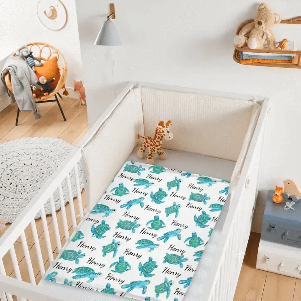 Personalized Blanket with Turtle, Custom Baby Name Blanket for Girl Boy - Joliny