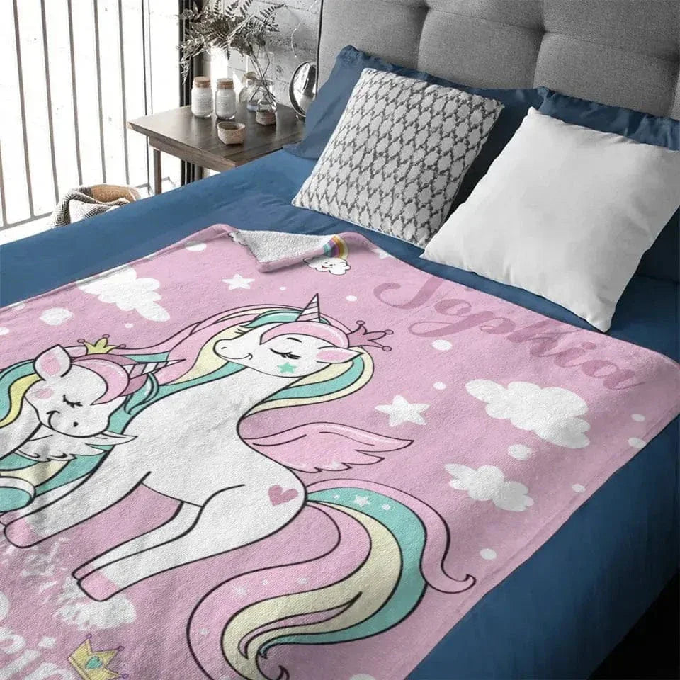 Personalized Blanket with Unicorn Pattern for Kids - My Little Princess - Joliny