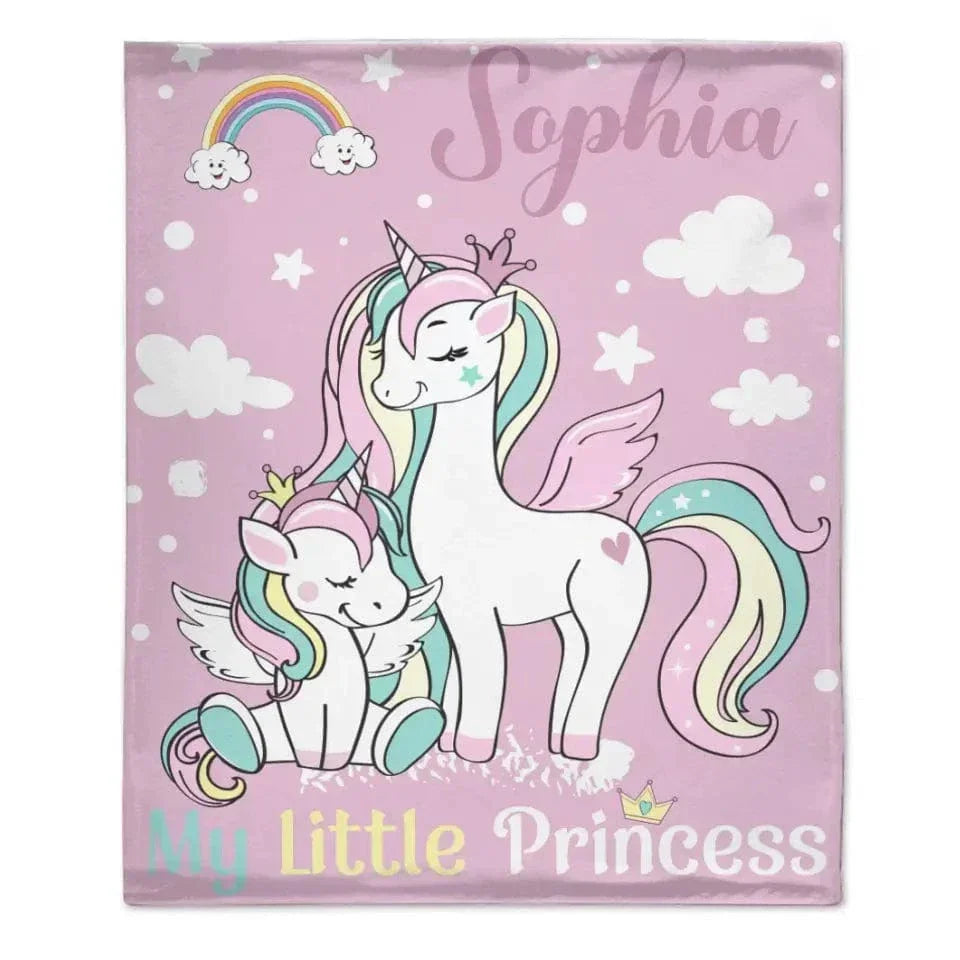 Personalized Blanket with Unicorn Pattern for Kids - My Little Princess - Joliny