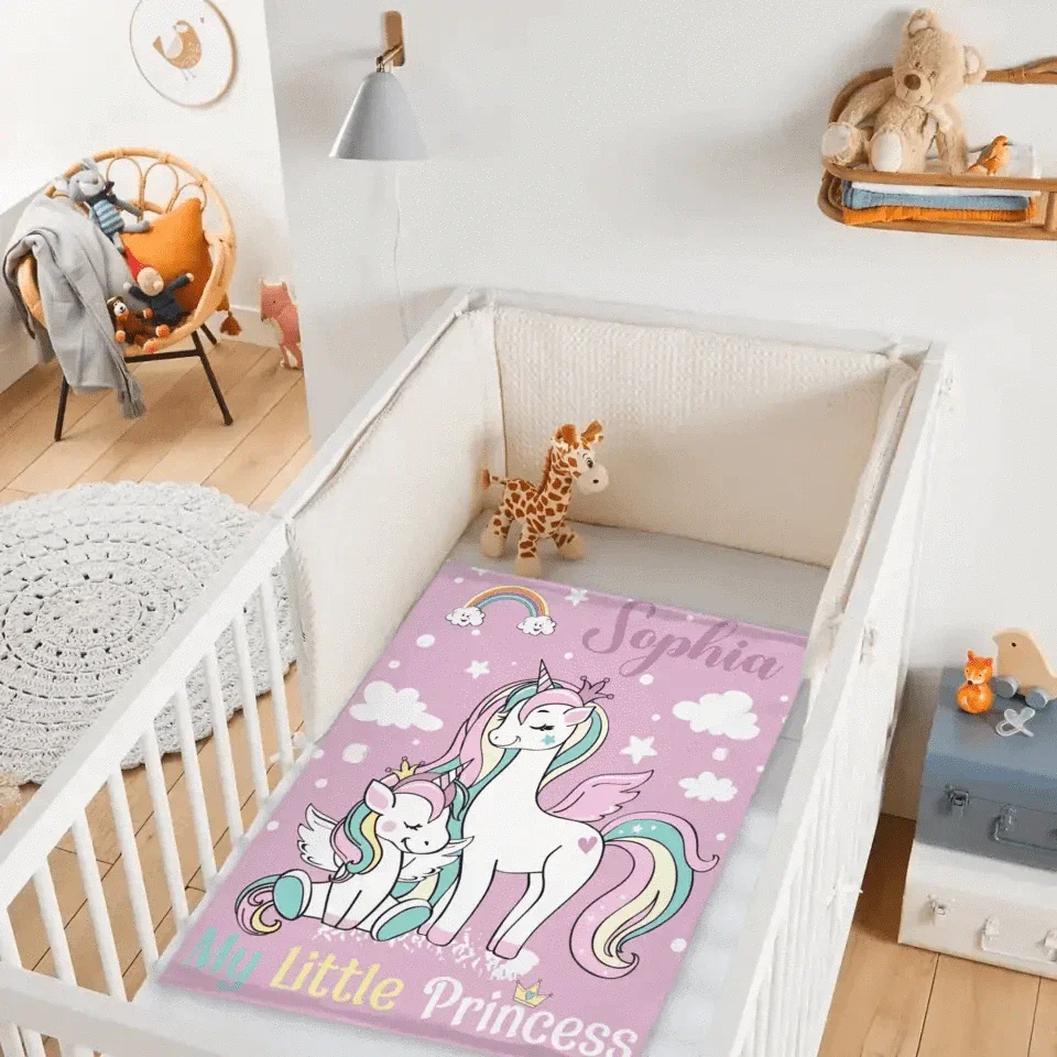 Personalized Blanket with Unicorn Pattern for Kids - My Little Princess - Joliny