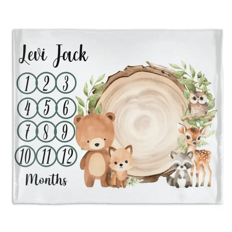 Personalized Blankets Customized Baby Blankets with Baby's Birth Month and Name - Joliny