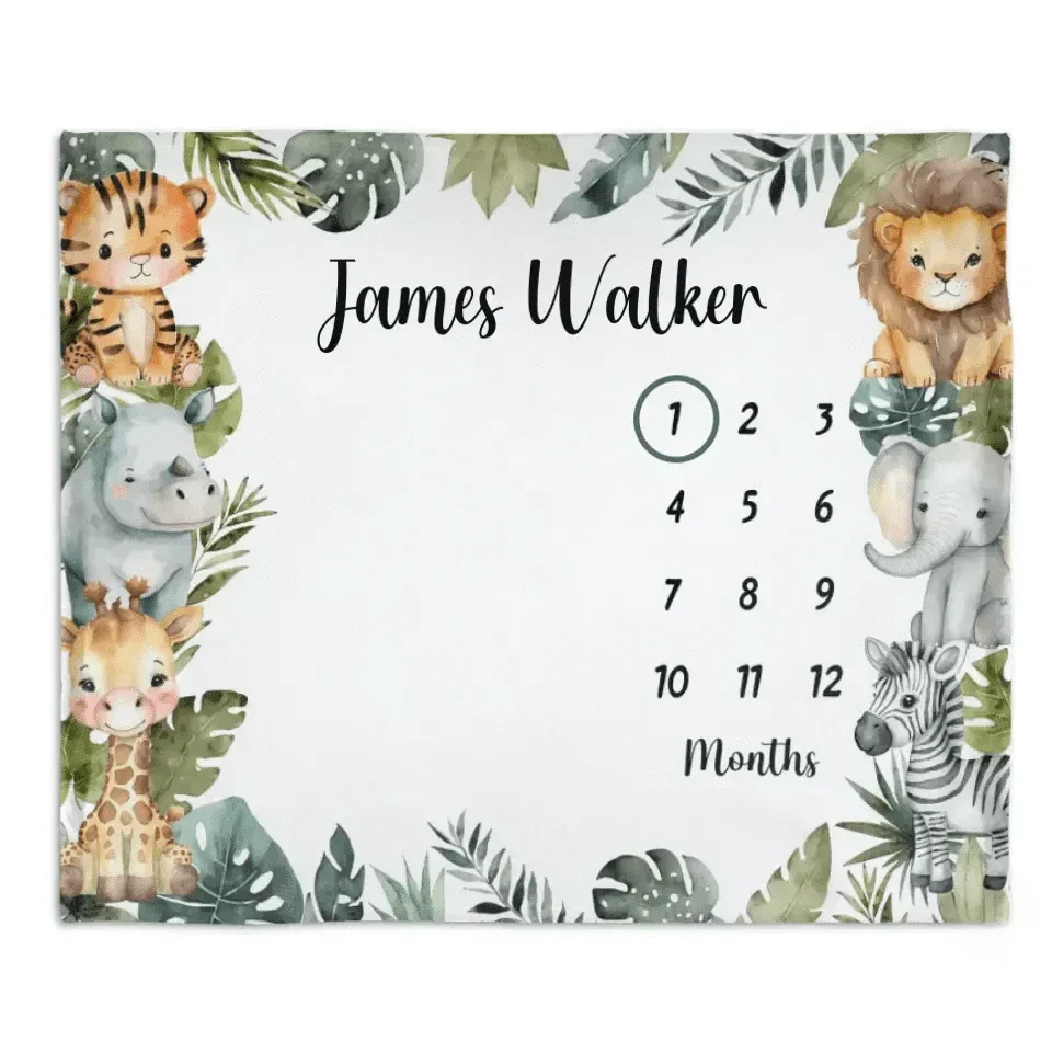 Personalized Blankets Customized Baby Blankets with Baby's Birth Month and Name - Joliny