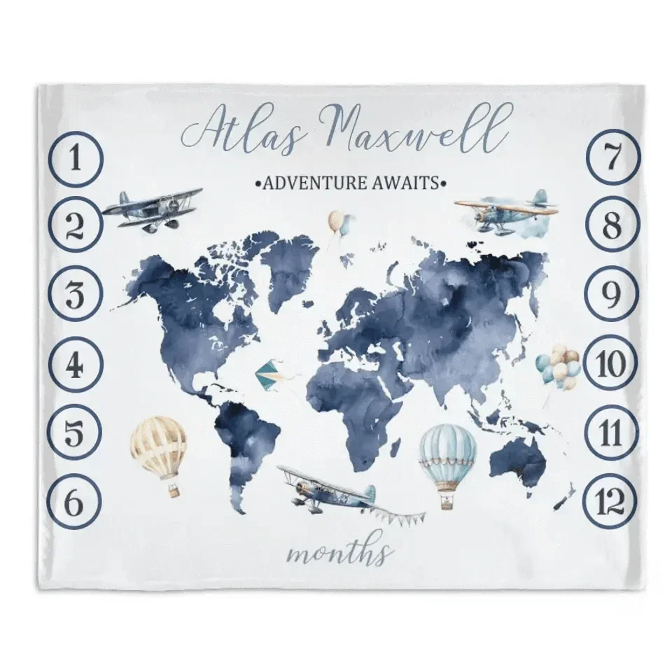 Personalized Blankets Customized Baby Blankets with Baby's Birth Month and Name - Joliny