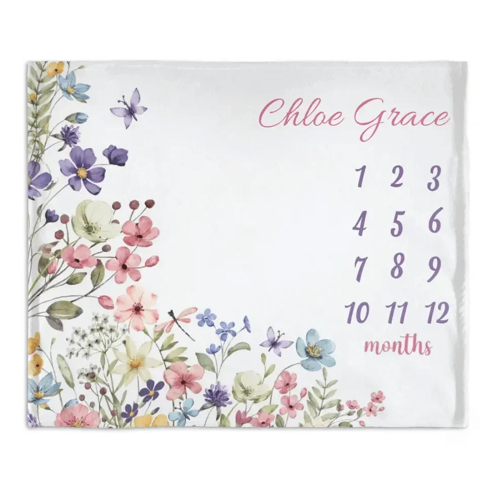 Personalized Blankets Customized Baby Blankets with Baby's Birth Month and Name - Joliny
