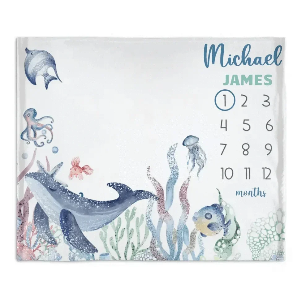 Personalized Blankets Customized Baby Blankets with Baby's Birth Month and Name - Joliny