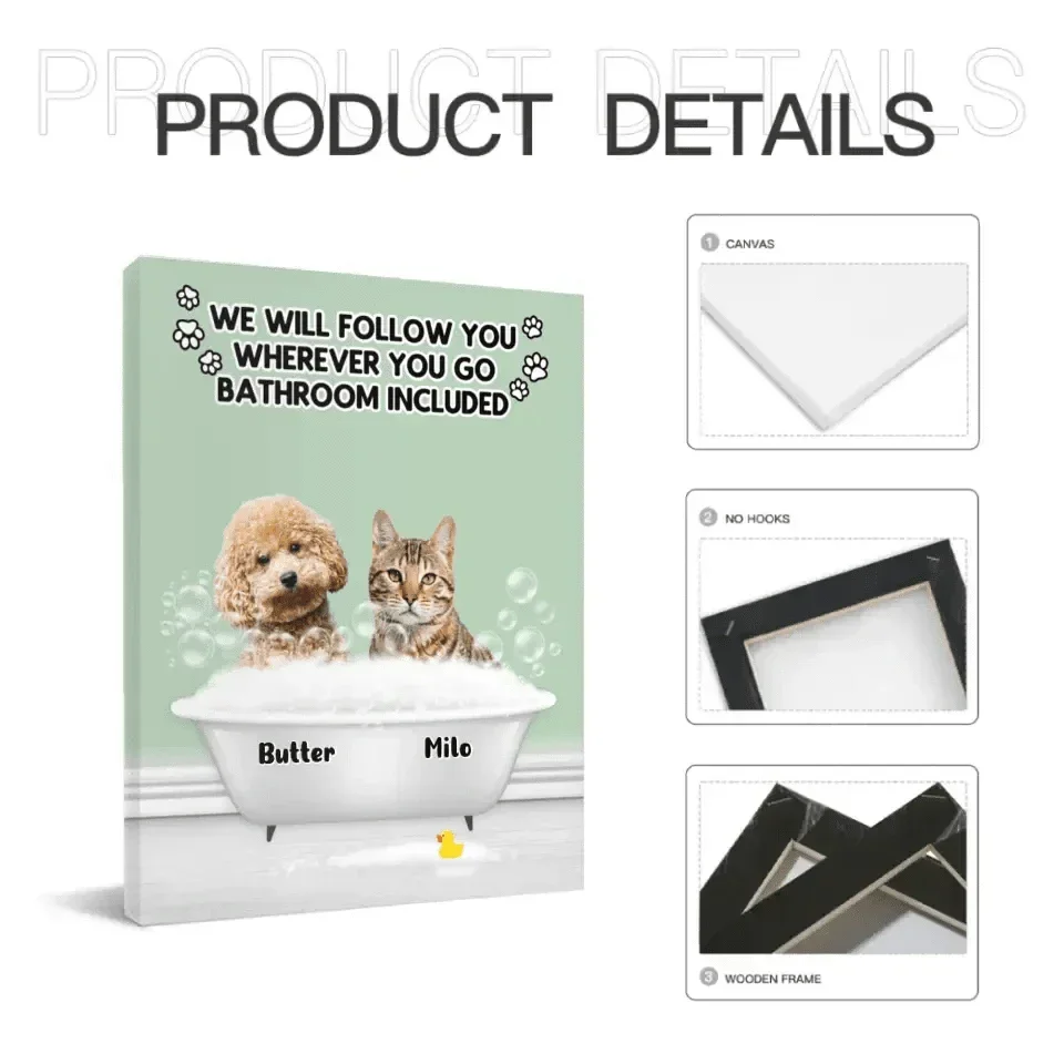 Personalized Canvas Custom Dog Cat Photo - Follow You Wherever You Go - Joliny