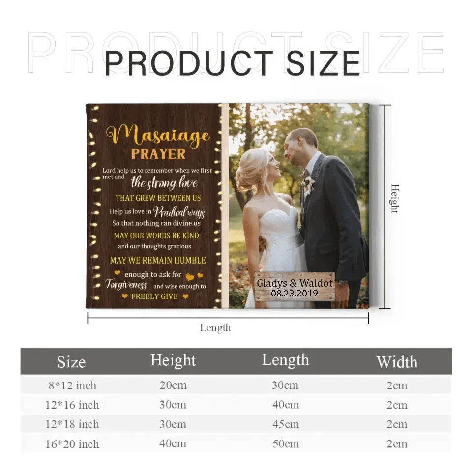 Personalized Canvas Custom Photo Marriage Prayer - Anniversary Wedding Couples Gifts - Joliny