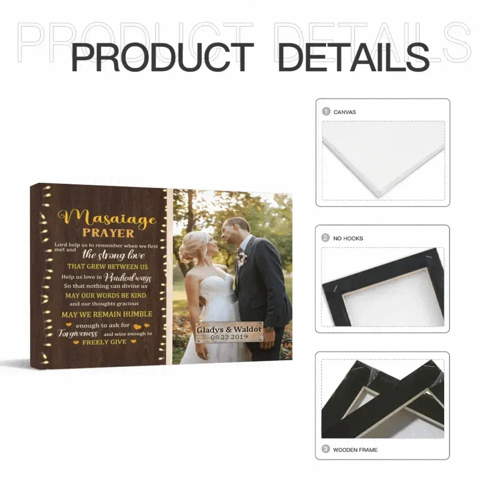 Personalized Canvas Custom Photo Marriage Prayer - Anniversary Wedding Couples Gifts - Joliny
