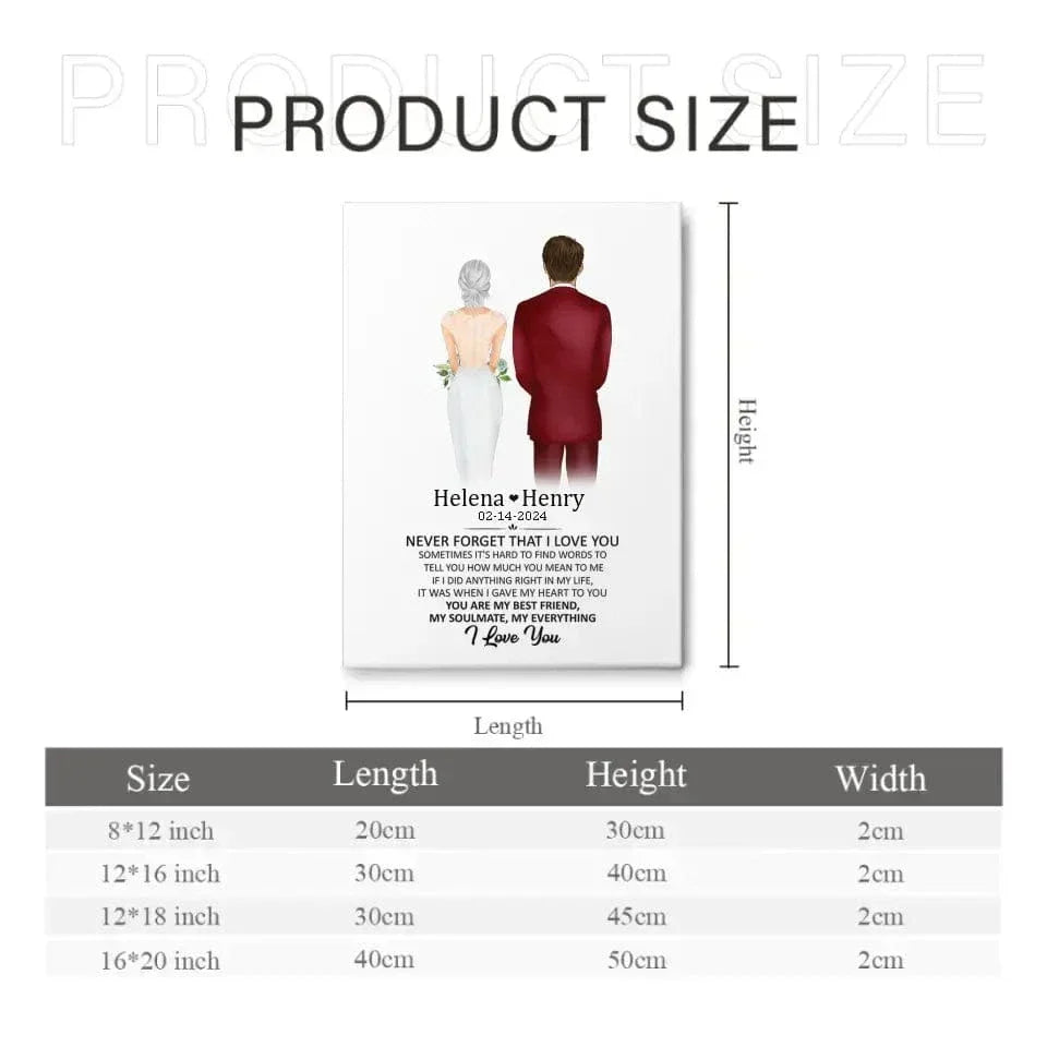 Personalized Canvas Wall Art/Blanket - Never Forget That I Love You, Anniversary Gift - Joliny