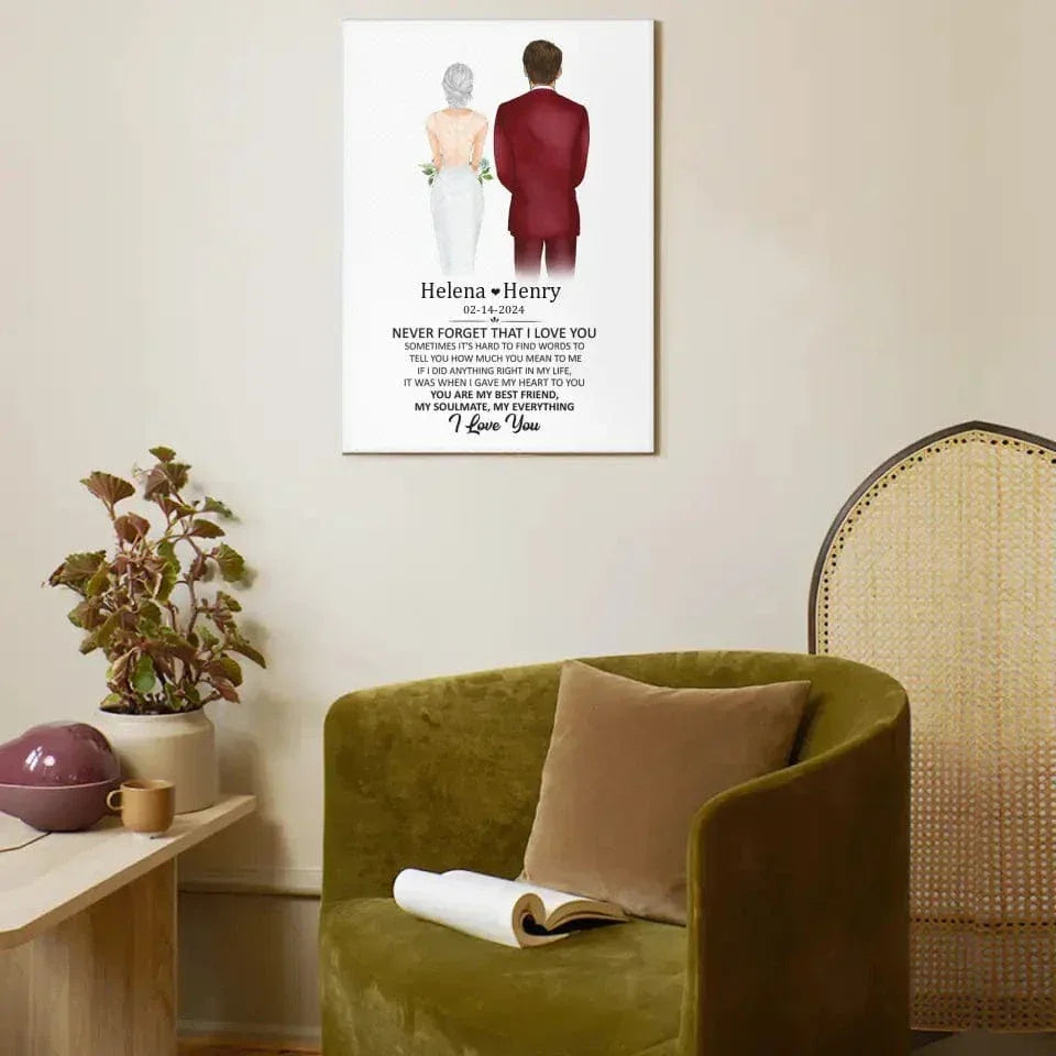 Personalized Canvas Wall Art/Blanket - Never Forget That I Love You, Anniversary Gift - Joliny