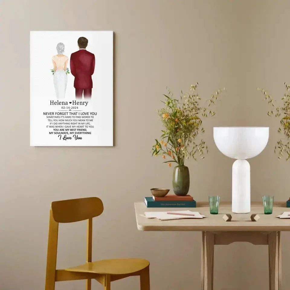 Personalized Canvas Wall Art/Blanket - Never Forget That I Love You, Anniversary Gift - Joliny