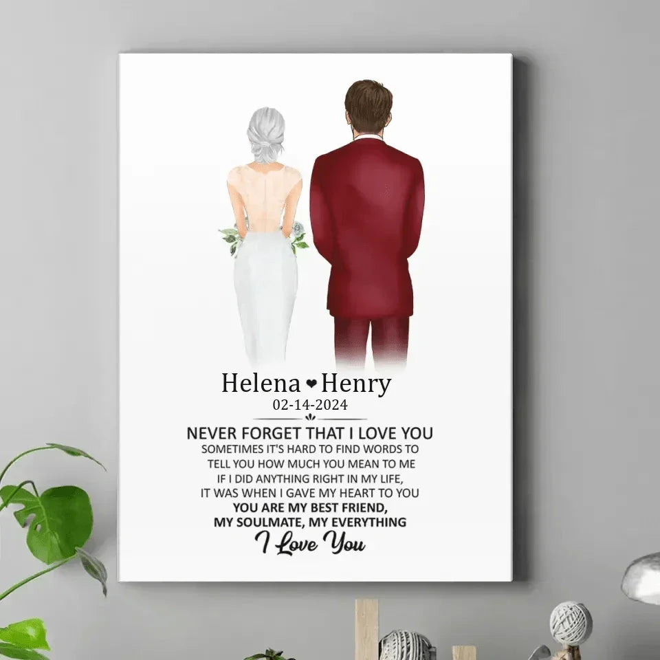 Personalized Canvas Wall Art/Blanket - Never Forget That I Love You, Anniversary Gift - Joliny