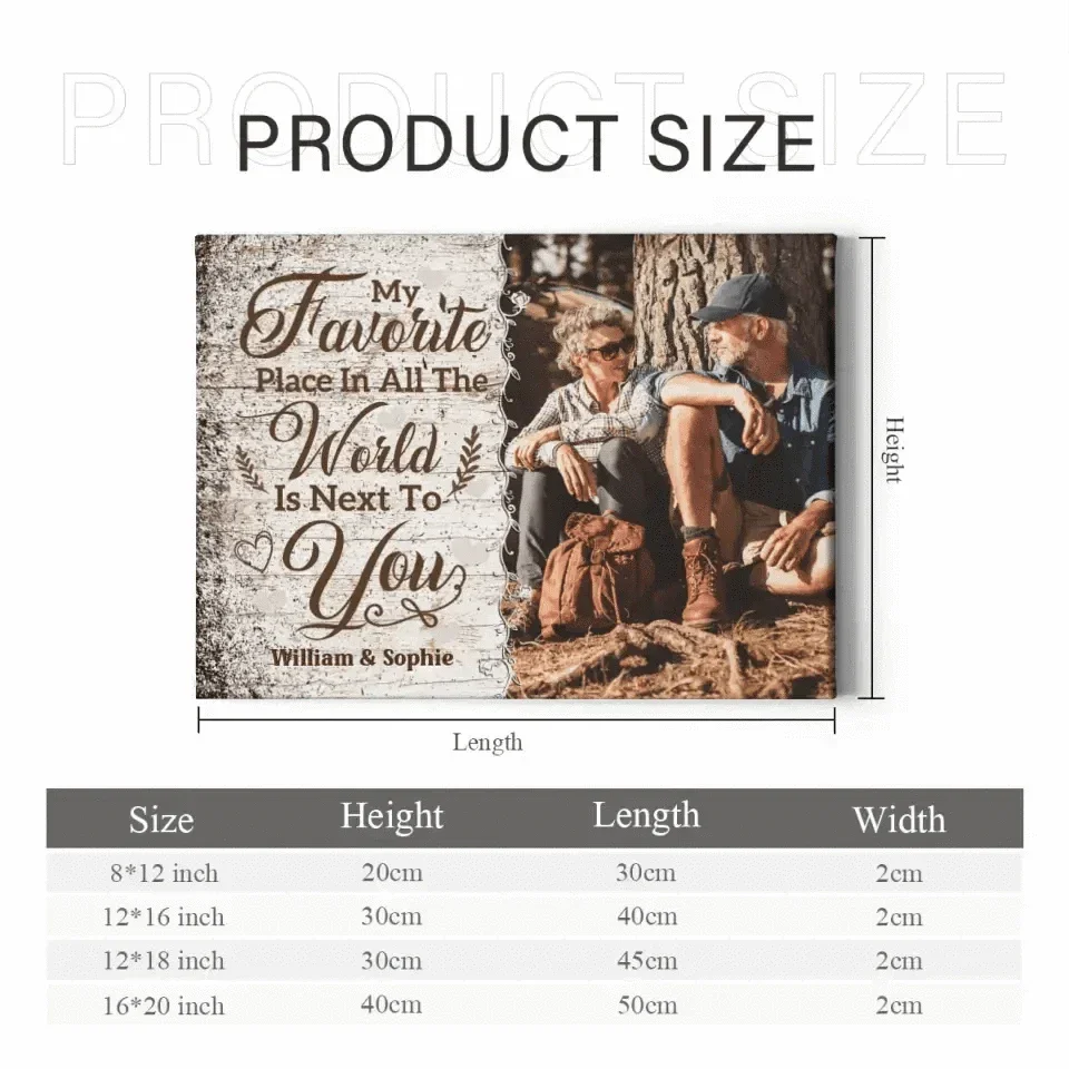 Personalized Canvas Wall Art For Couples, Husband Wife - My Favorite Place Is Next To You - Joliny