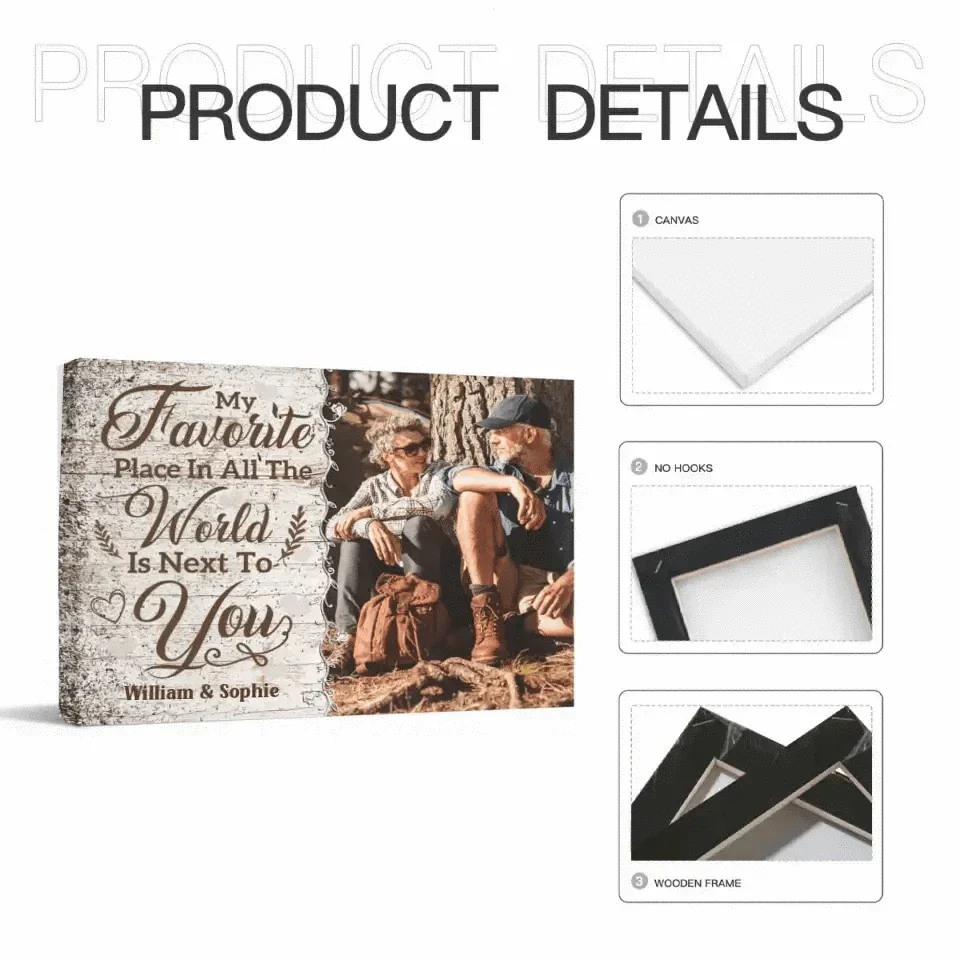 Personalized Canvas Wall Art For Couples, Husband Wife - My Favorite Place Is Next To You - Joliny