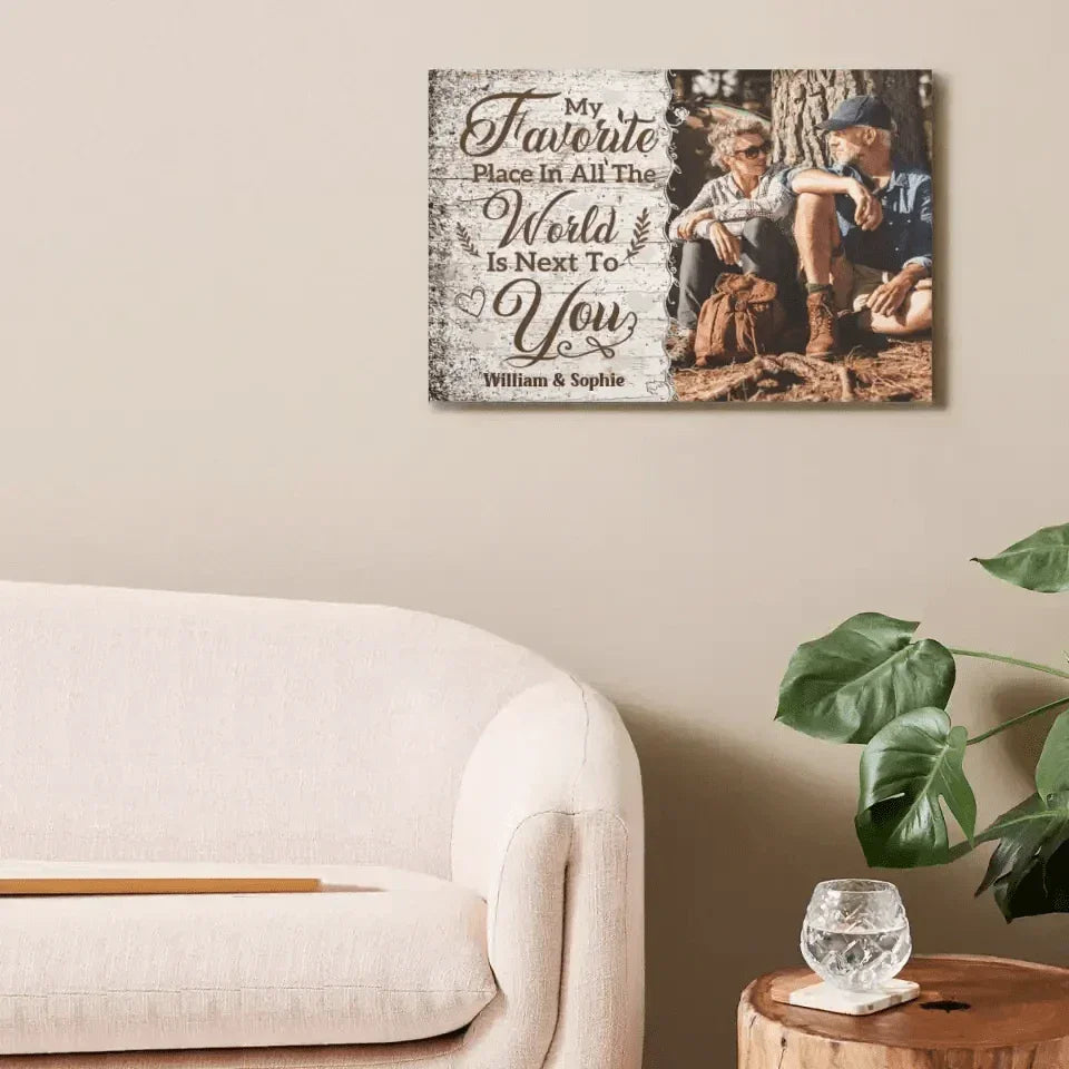 Personalized Canvas Wall Art For Couples, Husband Wife - My Favorite Place Is Next To You - Joliny