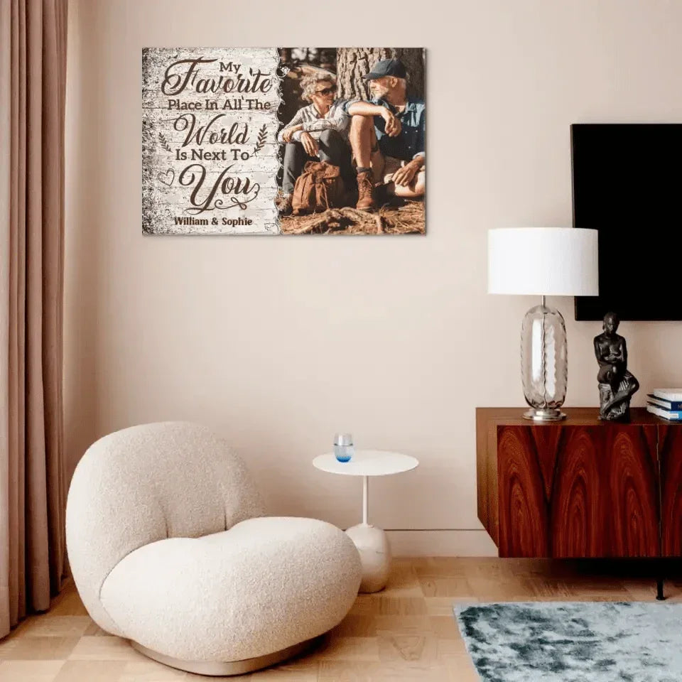 Personalized Canvas Wall Art For Couples, Husband Wife - My Favorite Place Is Next To You - Joliny