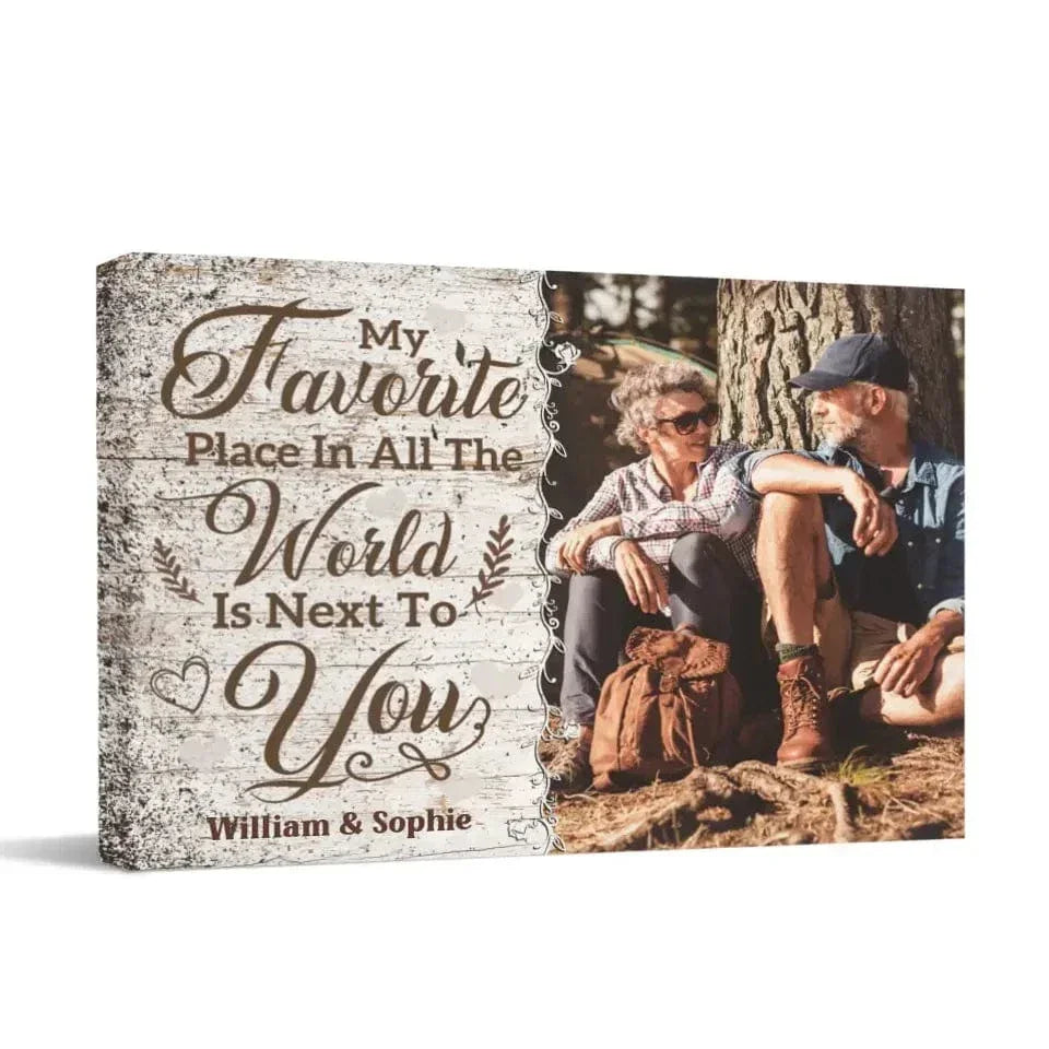 Personalized Canvas Wall Art For Couples, Husband Wife - My Favorite Place Is Next To You - Joliny
