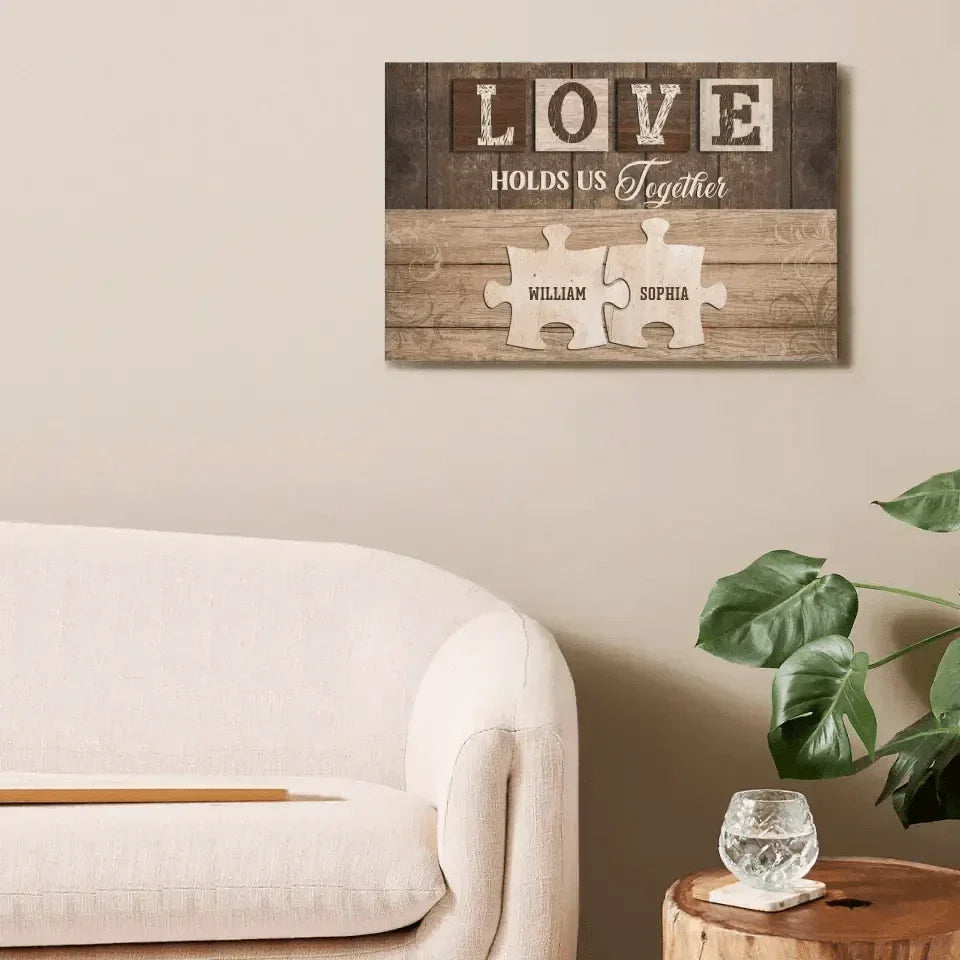 Personalized Canvas Wall Art - Love Holds Us Together - Joliny