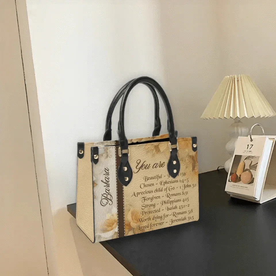 Personalized Christianart Leather Bag - You Are Protected Beautiful Strong Loved Leather Bag - Joliny