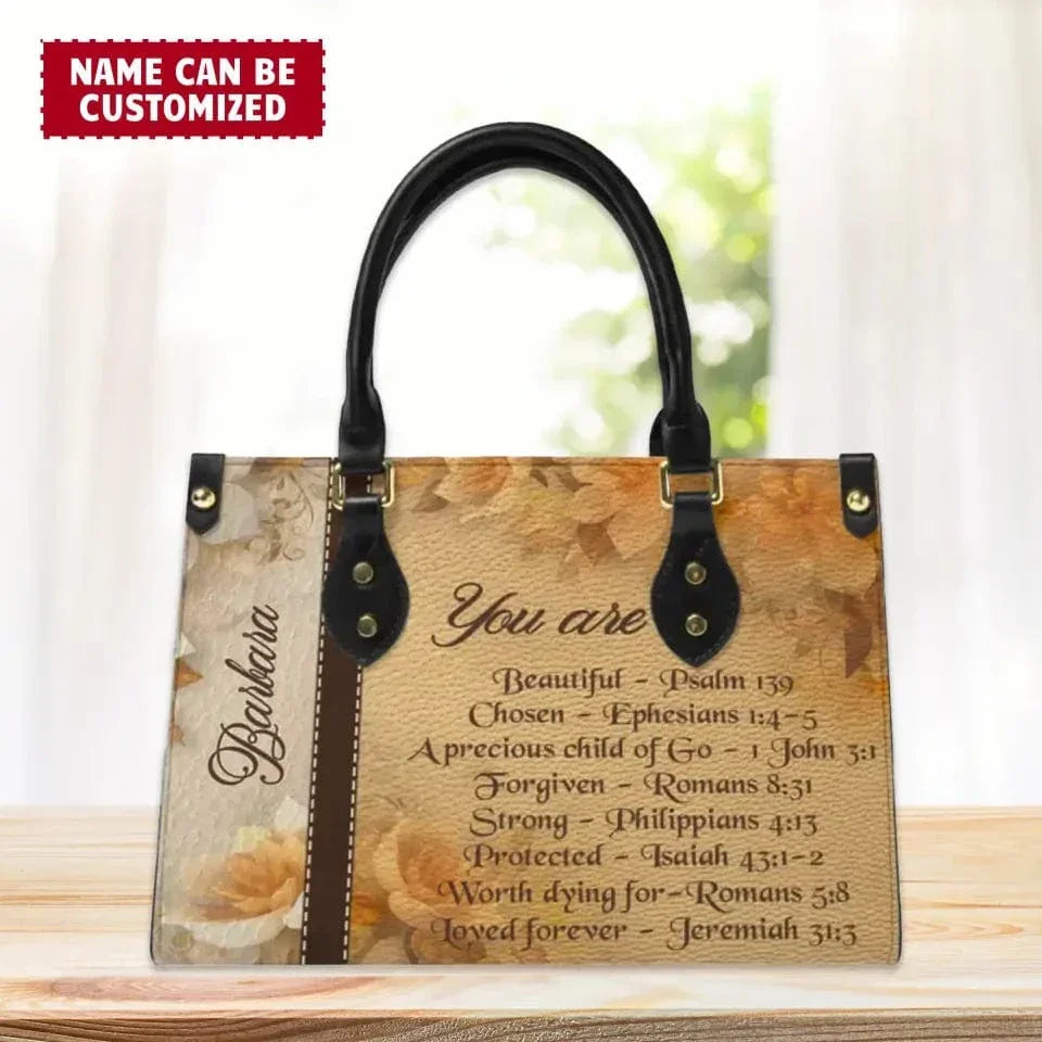 Personalized Christianart Leather Bag - You Are Protected Beautiful Strong Loved Leather Bag - Joliny