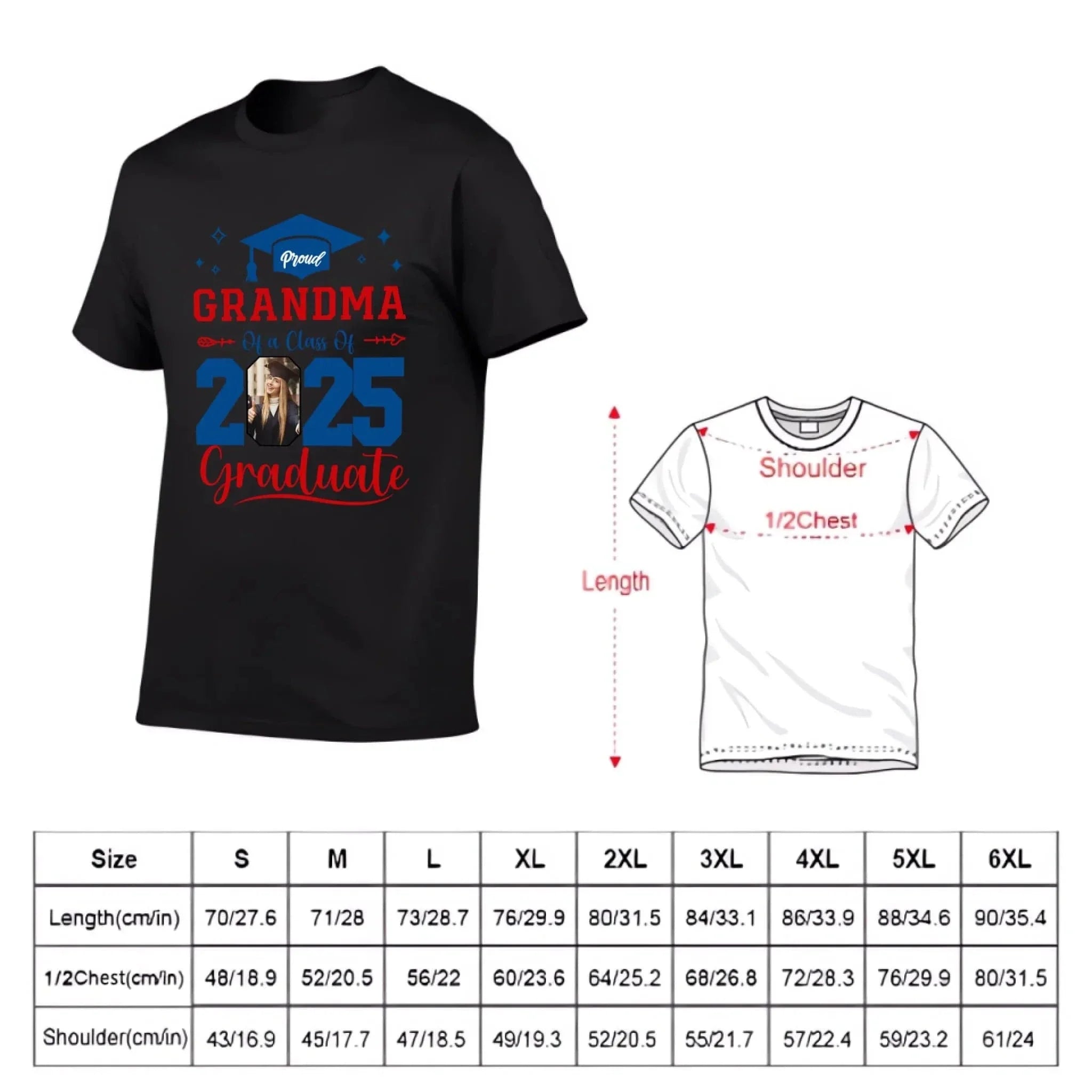 Personalized Class of 2025 Proud Graduate T-Shirt, Custom Photo - Joliny