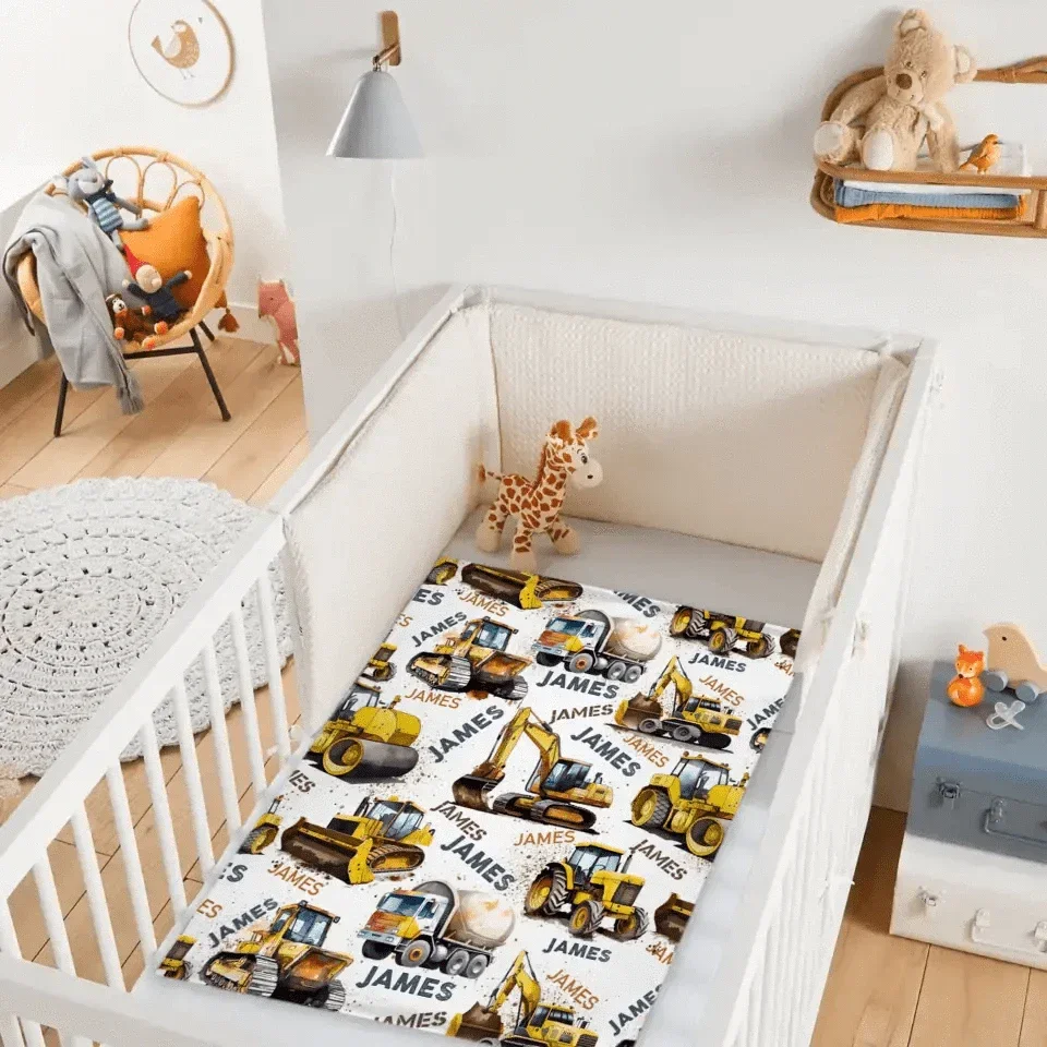 Personalized Construction Truck Blanket, Custom Kids Blanket With Name - Joliny