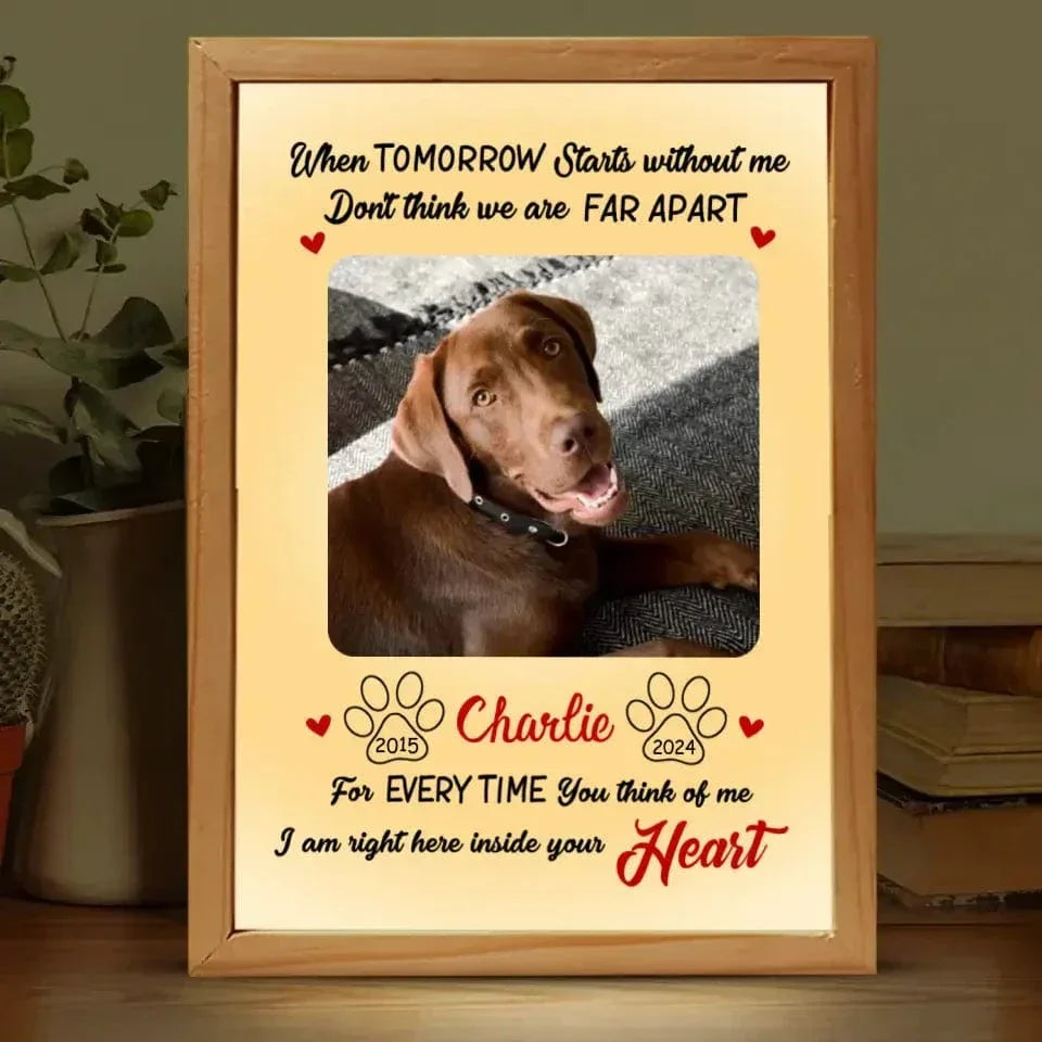 Personalized Costom Dog Memorial Photo Frame Box - I'm Right Here Inside Your Heart Picture - Joliny