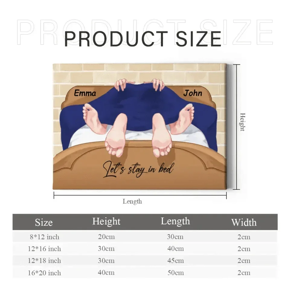 Personalized Couple Canvas Wall Art- Let's Stay In Bed - Joliny