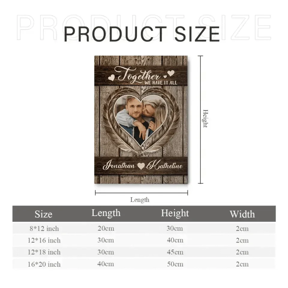 Personalized Couples Canvas Wall Art - Together We Have It All - Joliny