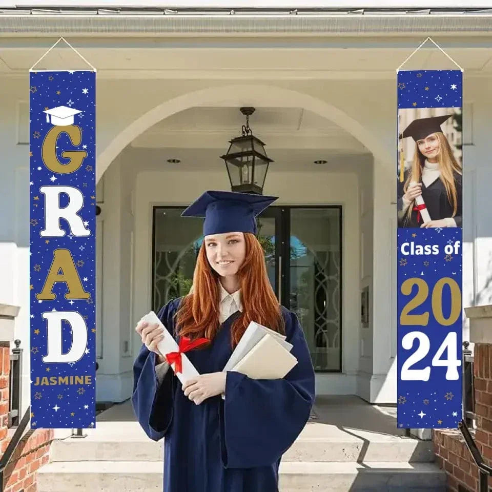 Personalized Custom 1 Photo Graduation Door Banner Party Decorations - Joliny