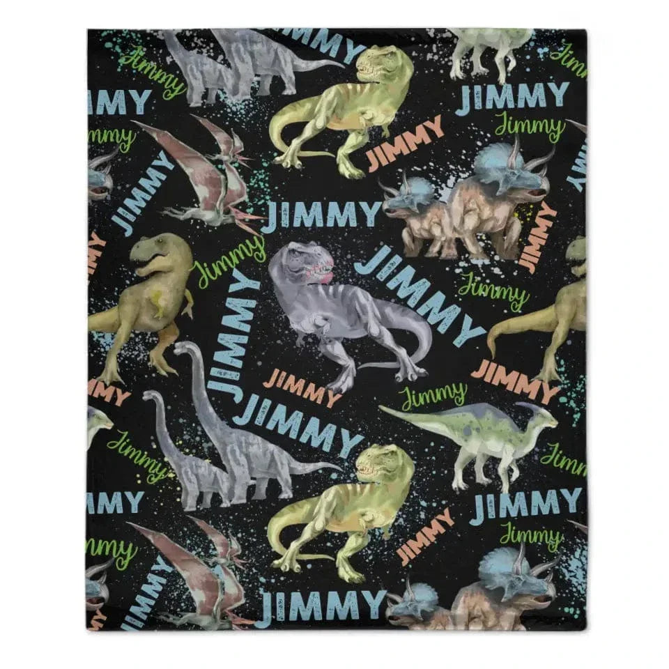 Personalized Custom Blanket with Name - Gift For Toddler Boy, Christmas Birthday Dino Lover - Joliny
