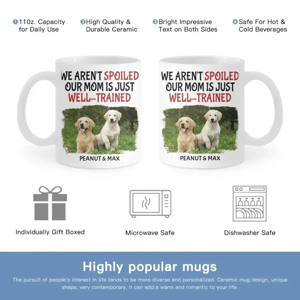 Personalized Custom Coffee Mug For Pet Owner - Well Trained Mom Photo - Joliny