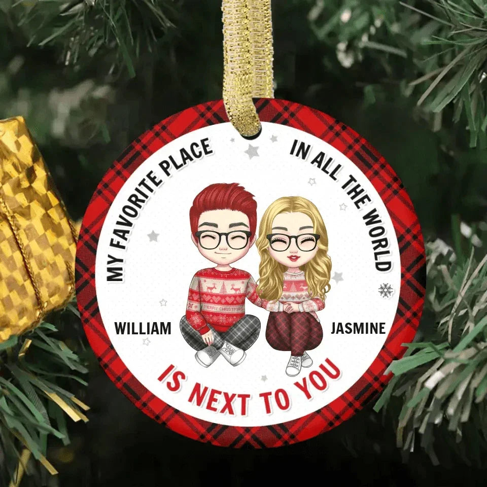 Personalized Custom Couple Ceramic Round Shaped Ornament - Christmas Gift - The Best Thing I've Ever Found - Joliny