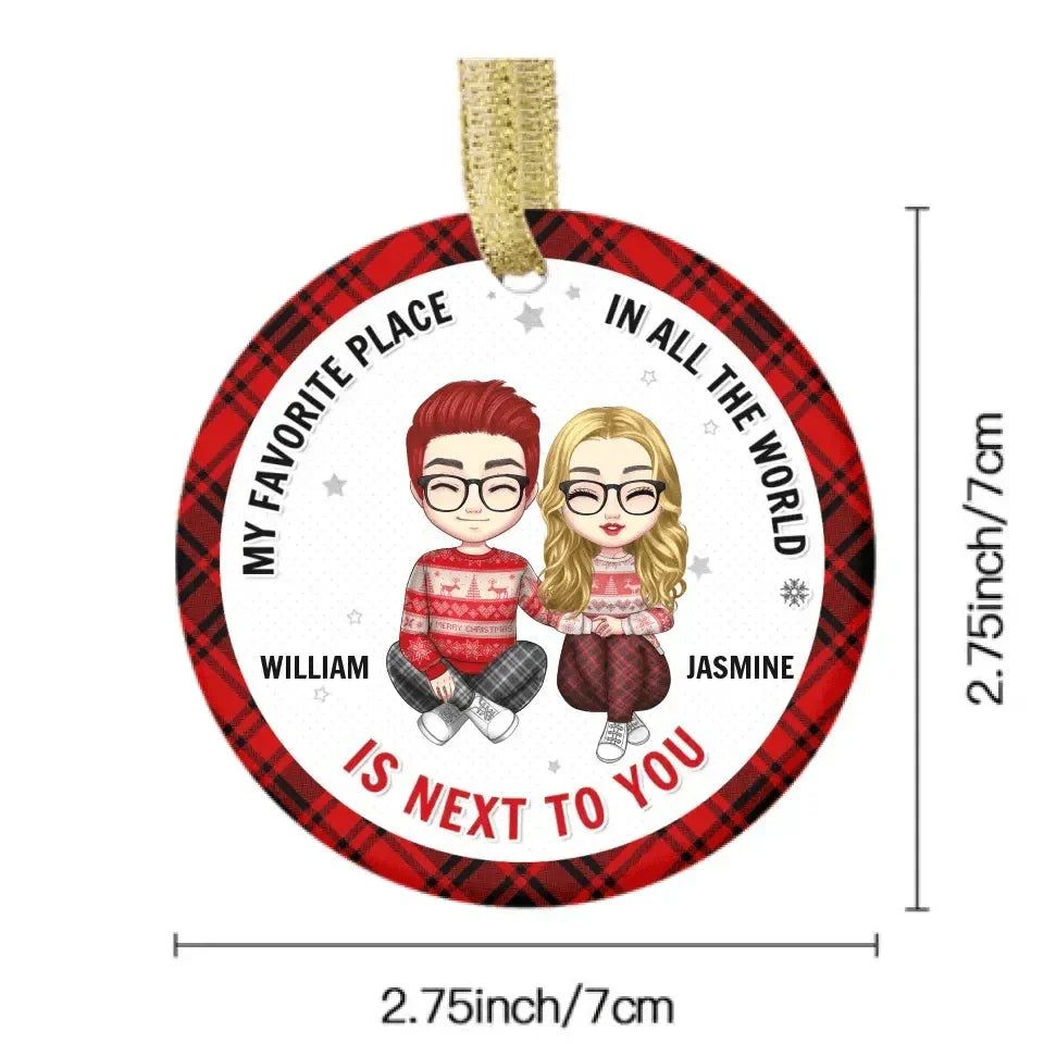 Personalized Custom Couple Ceramic Round Shaped Ornament - Christmas Gift - The Best Thing I've Ever Found - Joliny
