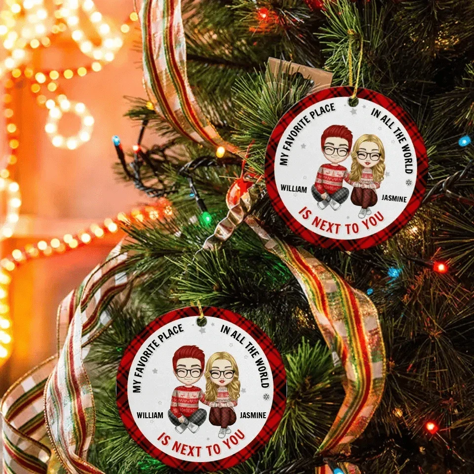 Personalized Custom Couple Ceramic Round Shaped Ornament - Christmas Gift - The Best Thing I've Ever Found - Joliny